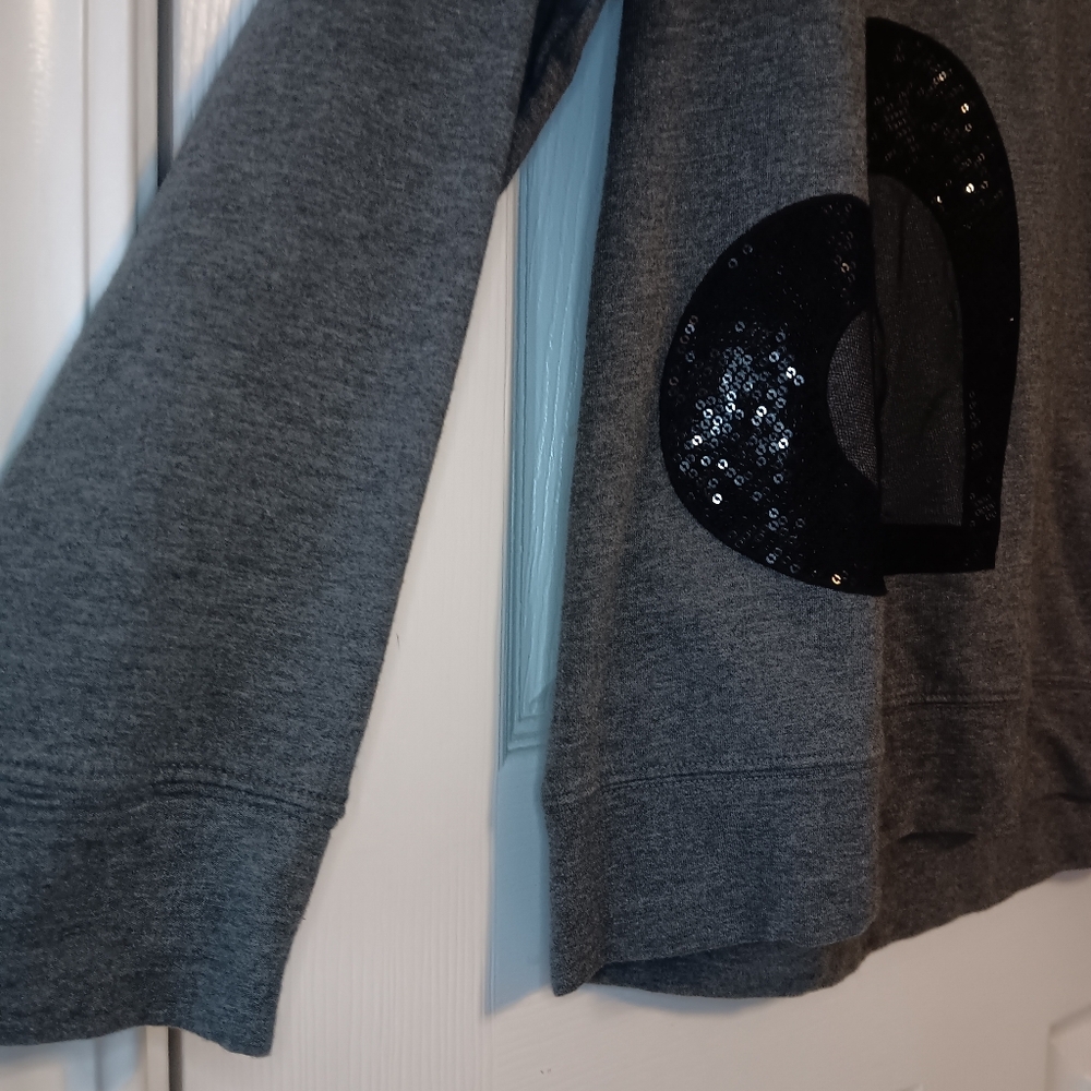 Halogen Sequin Heart Raglan Sleeve Round Neck Sweatshirt - Picture 4 of 7